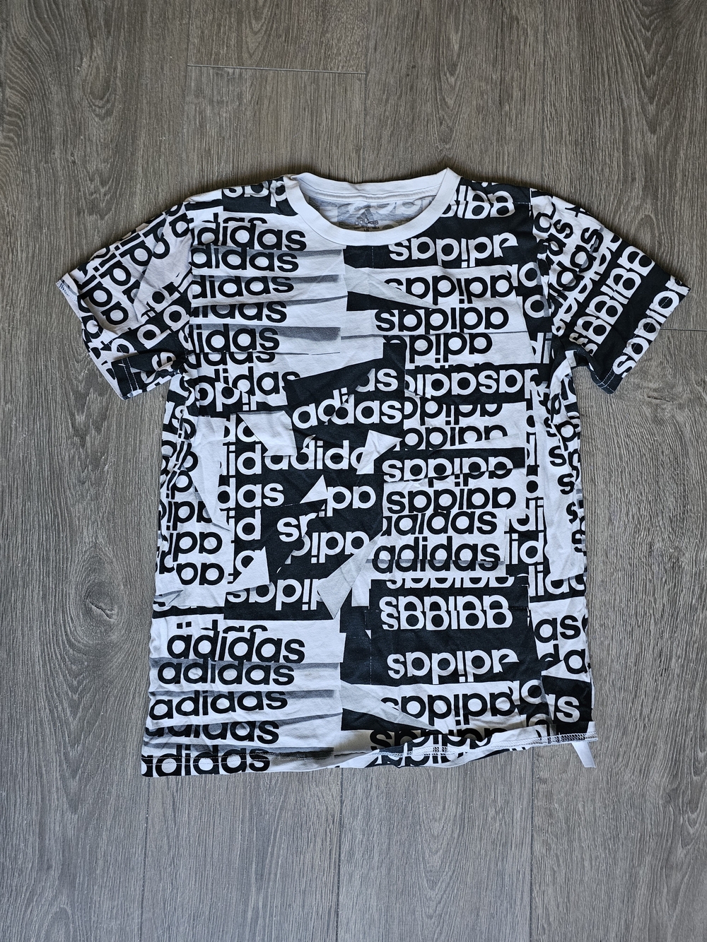 adidas Black & White Allover Logo Tee